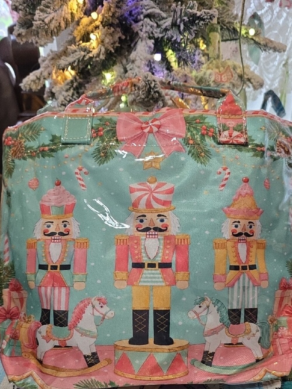 Holiday Nutcracker  Bag - Pink & Teal. Holiday Perfect Carryall Christmas